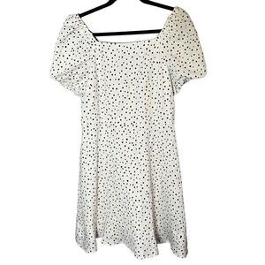 Loft Linen Blend Polka Dotted Bow Dress Size 8